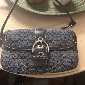 Coach Navy Monogram Clutch